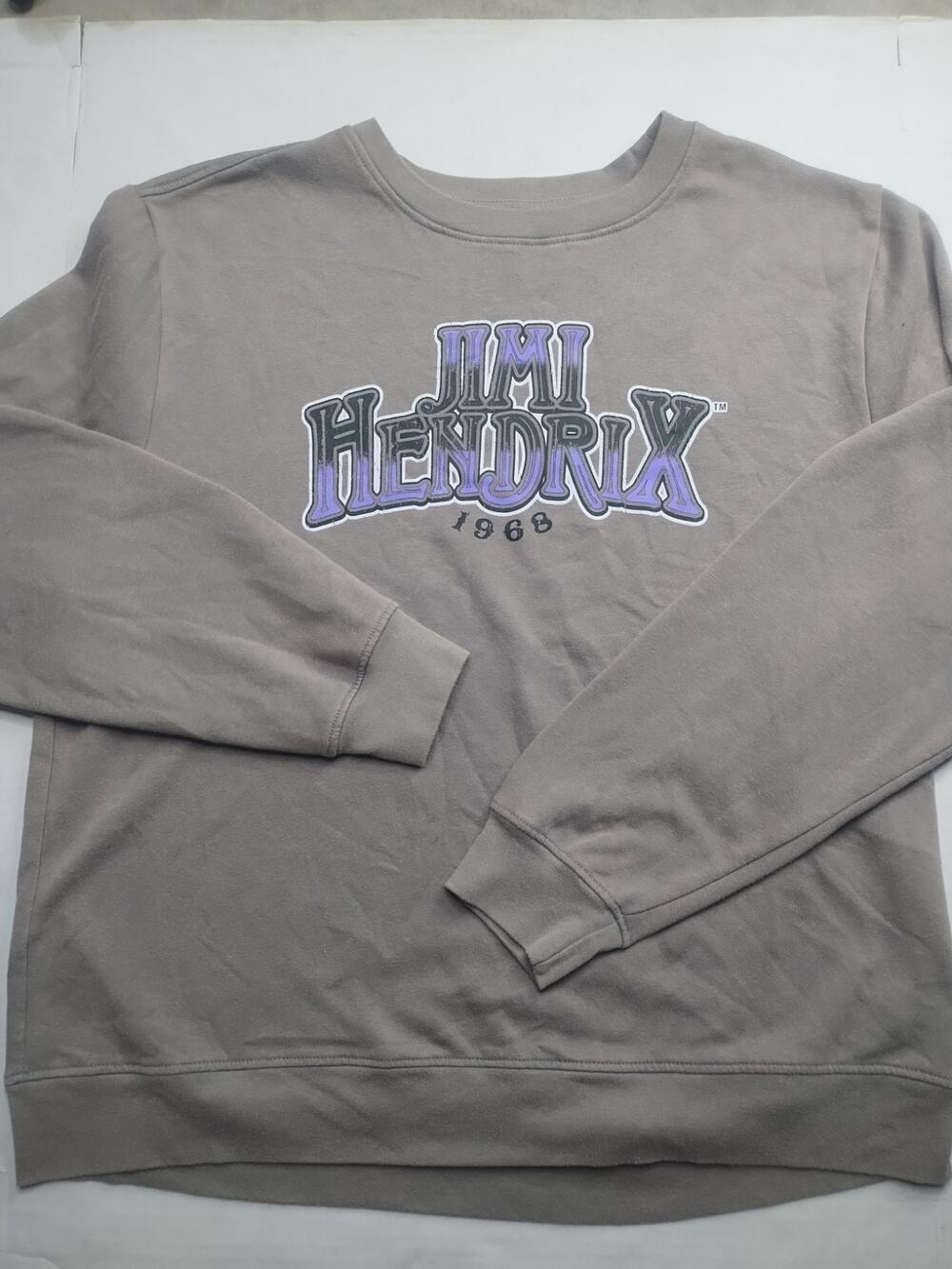 Hendrix Jimi Hendrix 1968 Men's Gray Graphic Crewneck Fleece Sweatshirt XL